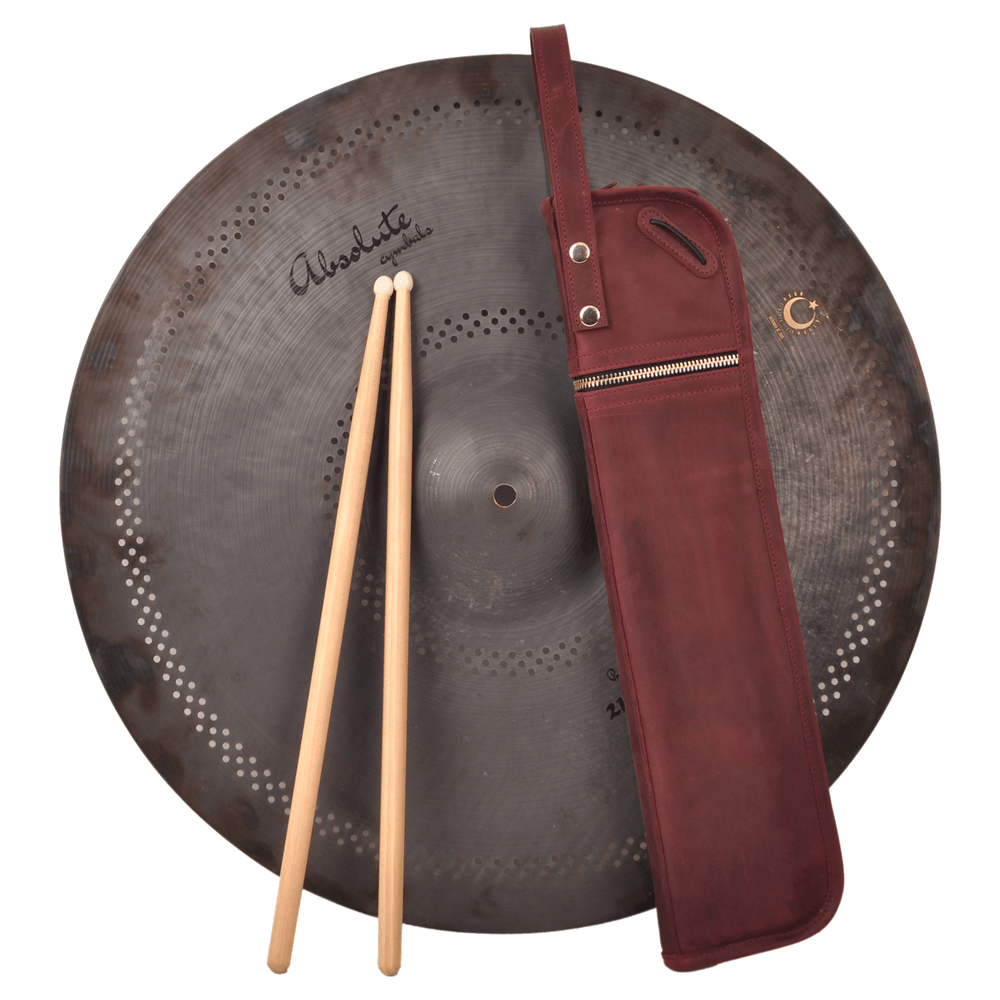 Compact Drumstick bag with drum key holder | Genuine Leather "Crazy Horse"