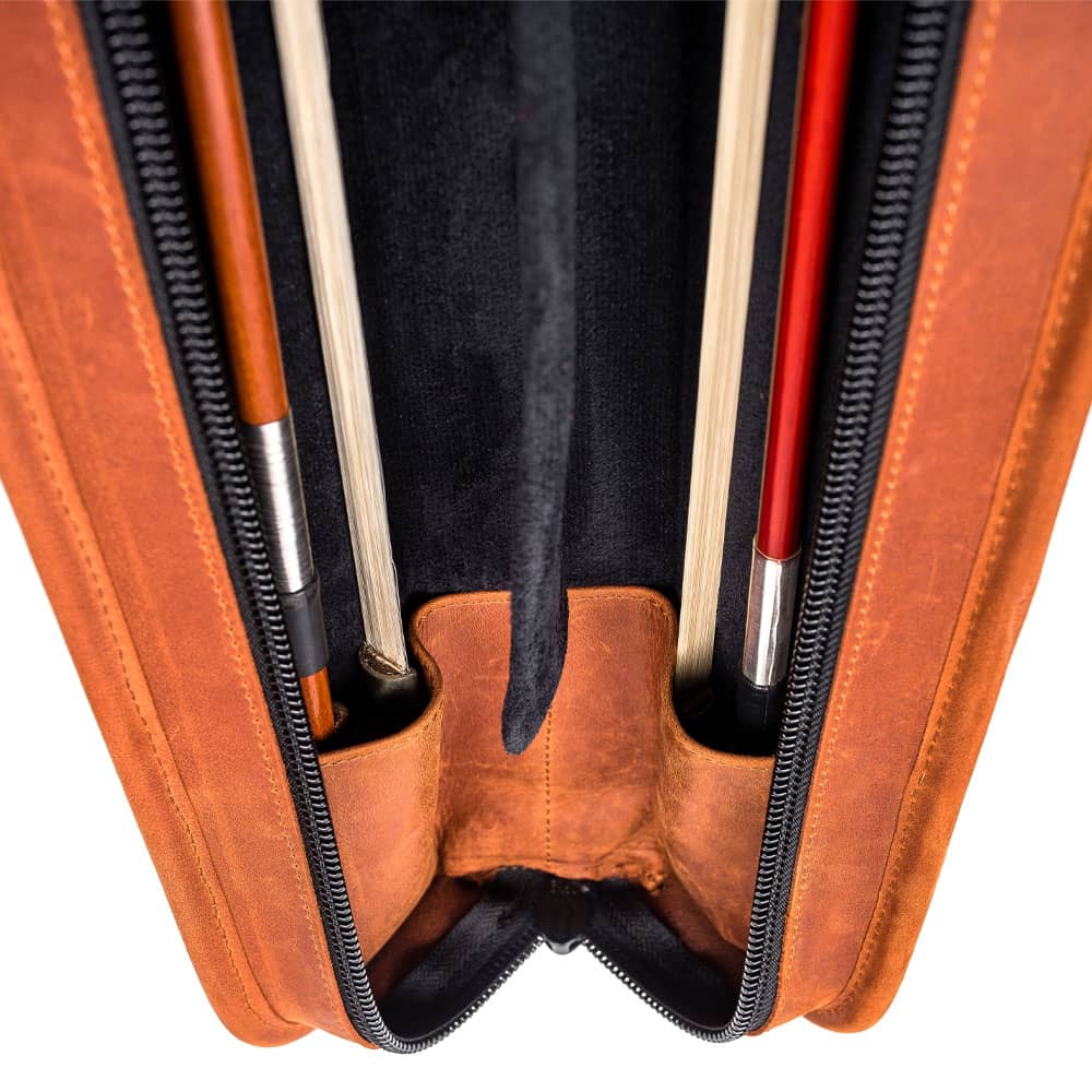 Handcrafted Double Bow Case for Violin, Viola, & Cello | Crazy Horse Leather