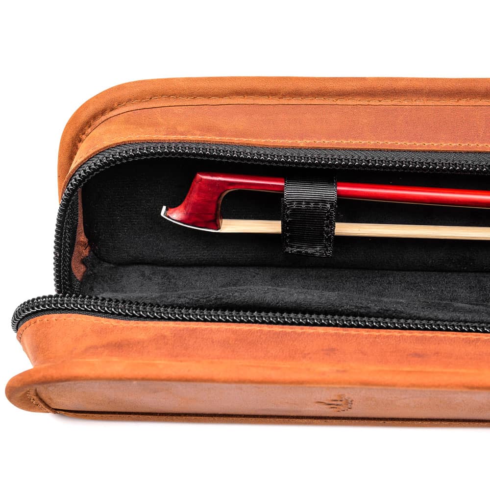 Handcrafted Double Bow Case for Violin, Viola, & Cello | Crazy Horse Leather