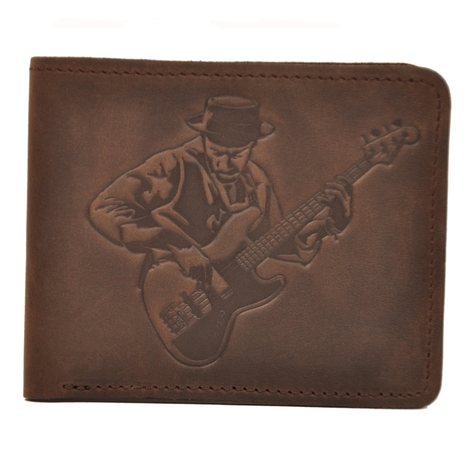 Leather wallet with print of a famous jazz bassist | Gift for Musicians