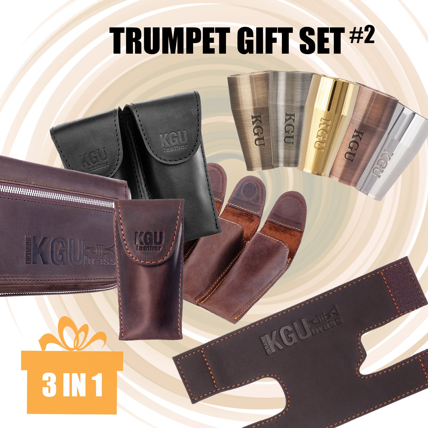 Trumpet gift set 3 in 1. Mouthpiece Booster + Pouch + Valve Guard