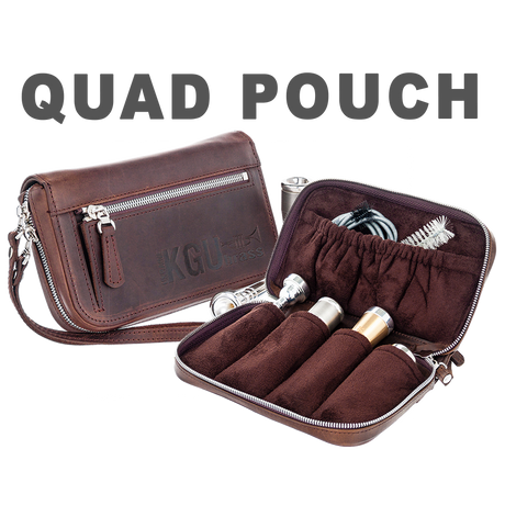 KGUmusic QUAD Pouch in Crazy Horse leather, fits up to 4 trumpet mouthpieces.