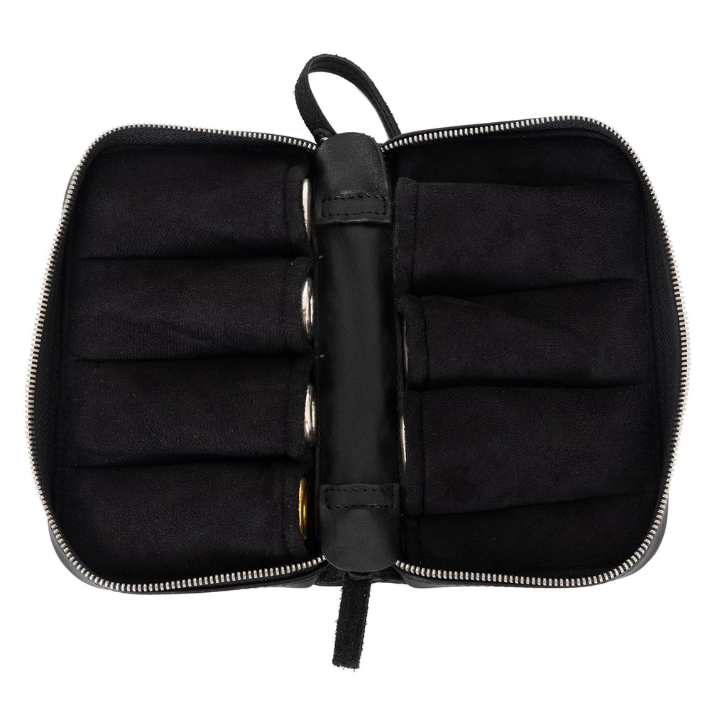 Trumpet leather holder for 4 or 7 trumpet mouthpieces. Detroit leather