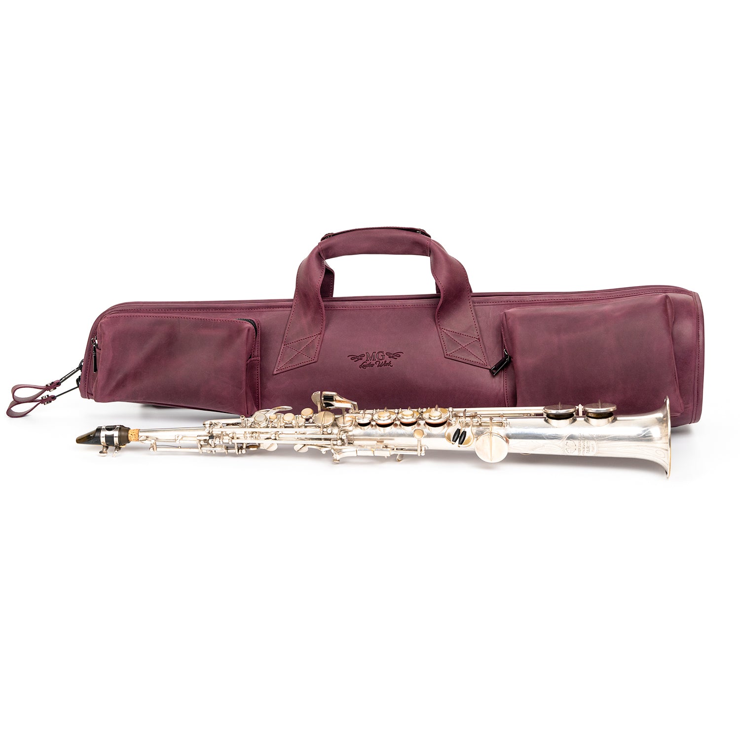 Gig Bag for Straight Soprano Saxophone | Genuine Leather "Crazy Horse"