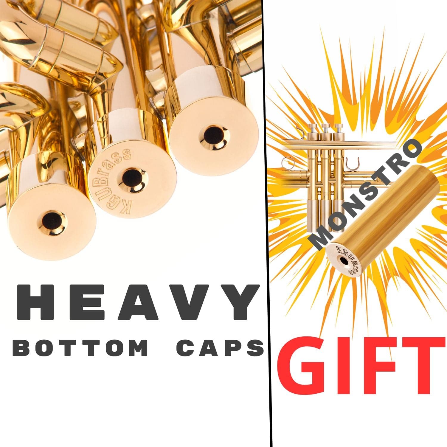 TRUMPET BOTTOM VALVE CAPS (TRUMPET MONSTRO BOTTOM VALVE CAP. Raw Brass)