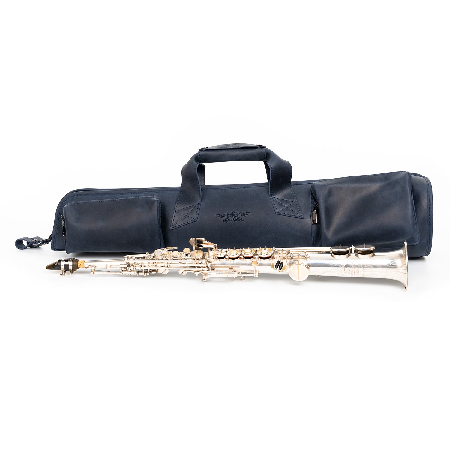 Gig Bag for Straight Soprano Saxophone | Genuine Leather "Crazy Horse"