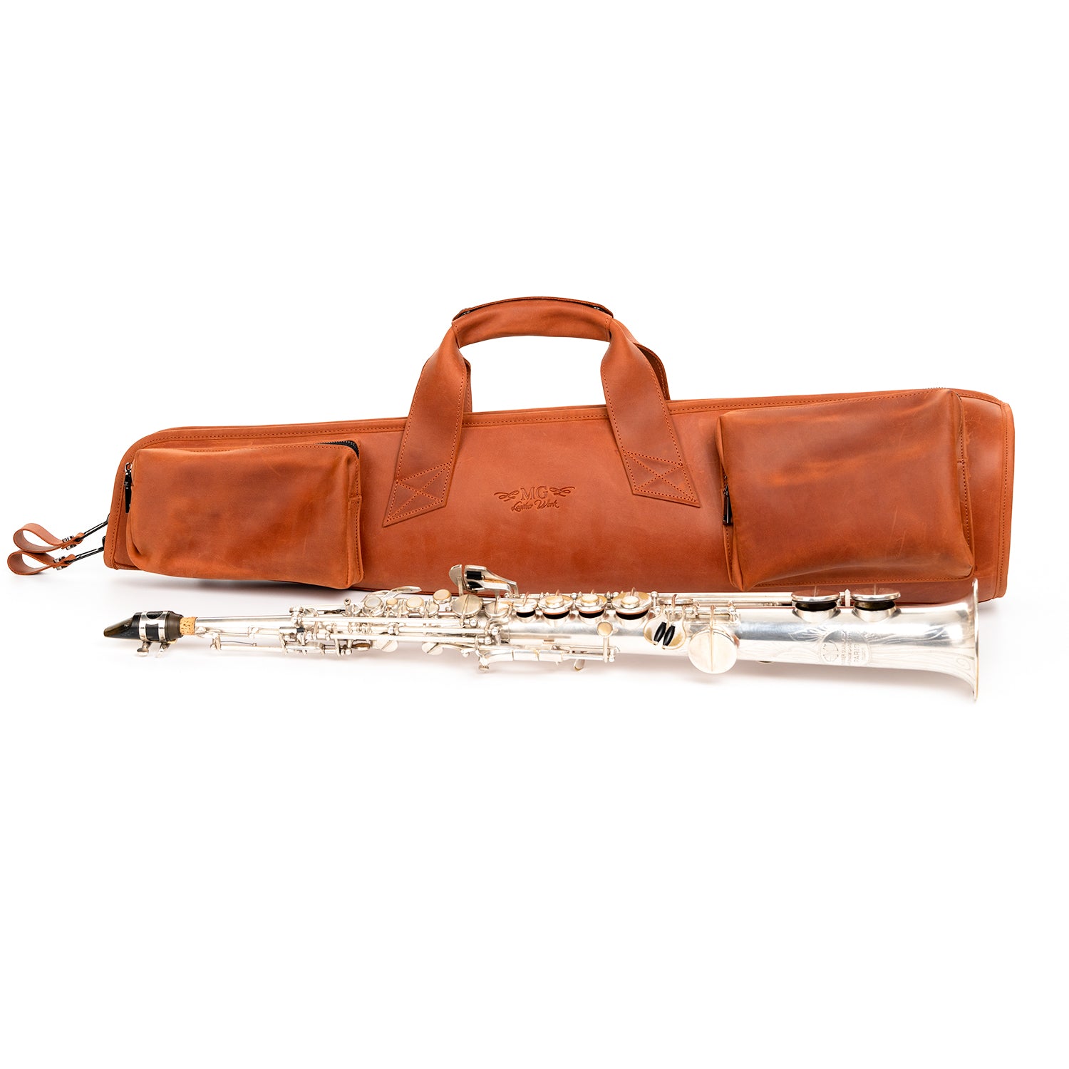 Gig Bag for Straight Soprano Saxophone | Genuine Leather "Crazy Horse"