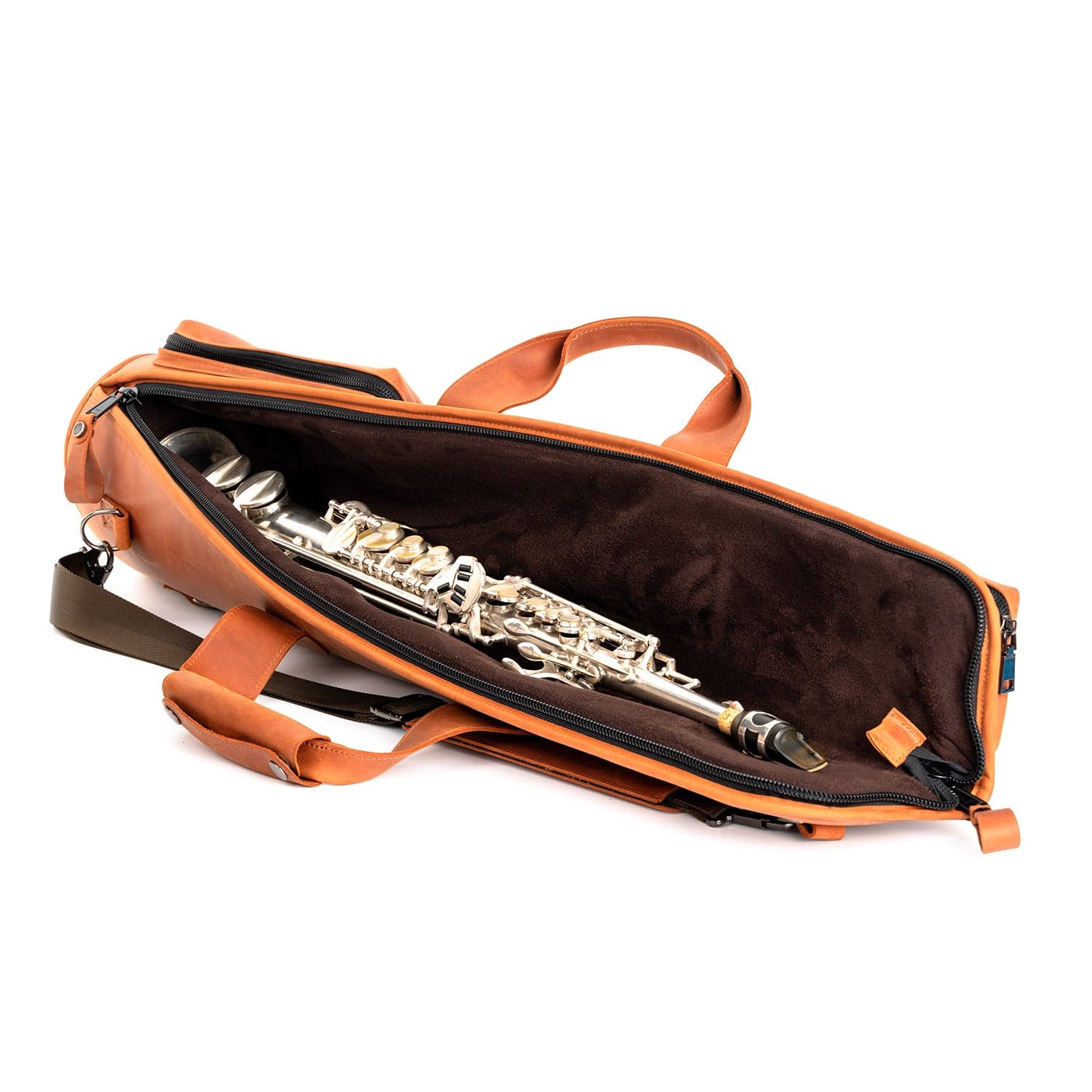 Gig Bag for Straight Soprano Saxophone | Genuine Leather "Crazy Horse"