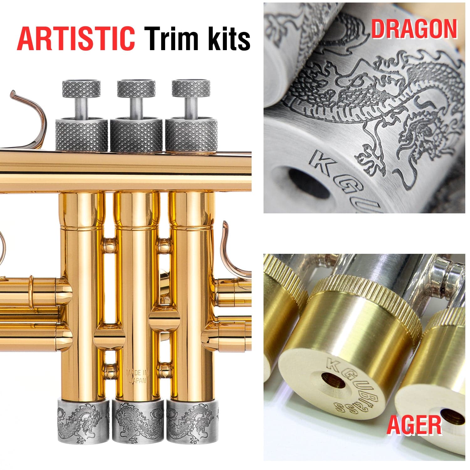 KGUmusic Dragon Heavy Trim Kit + Cone Dragon Trumpet Mouthpiece Booster