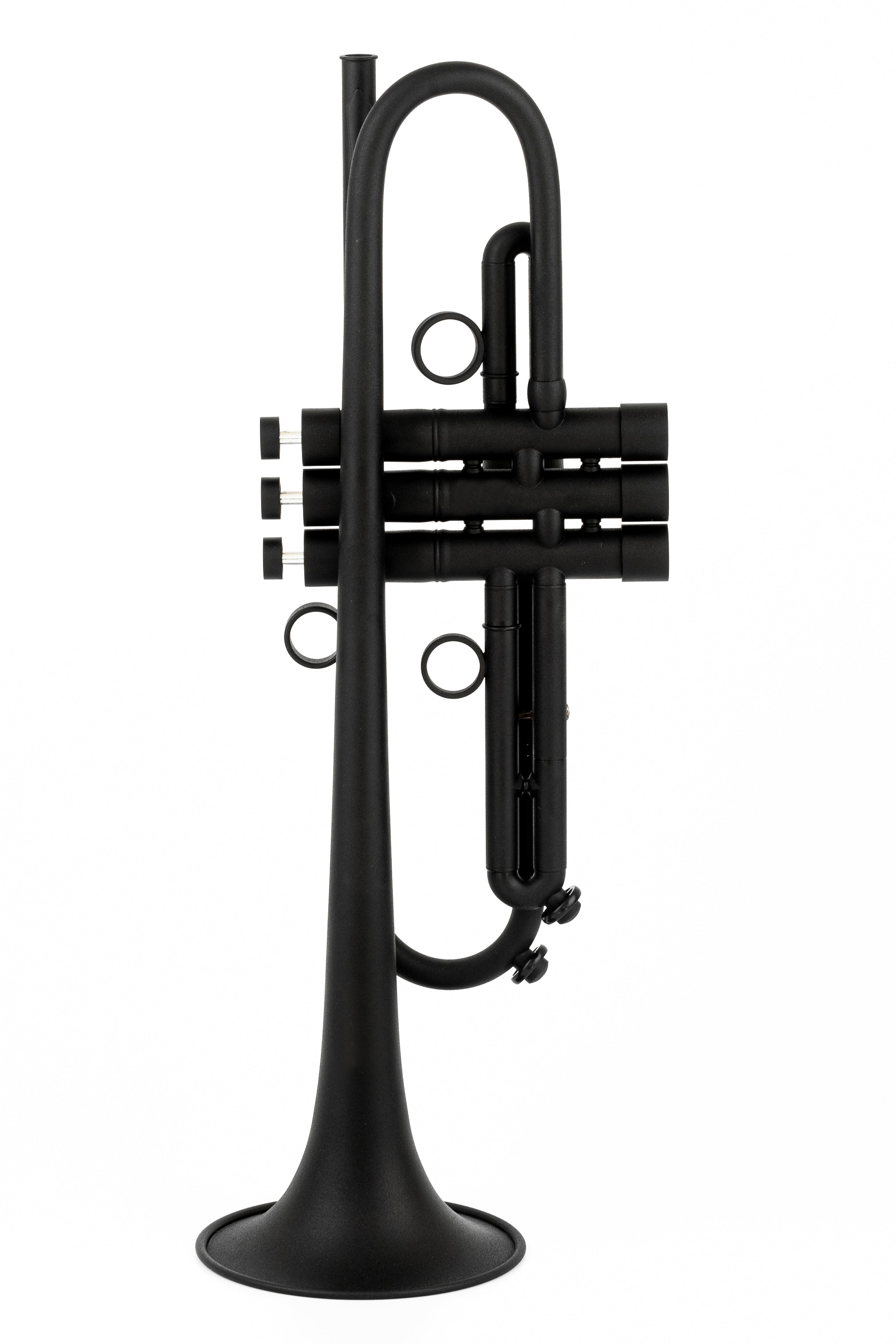 Trumpet with elegant BLACK matte ceramic lacquer on white.