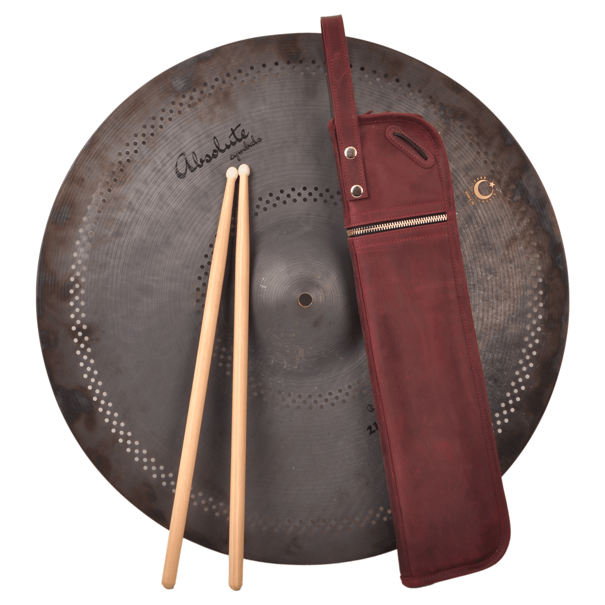 Compact Drumstick bag with drum key holder | Genuine Leather "Crazy Horse"