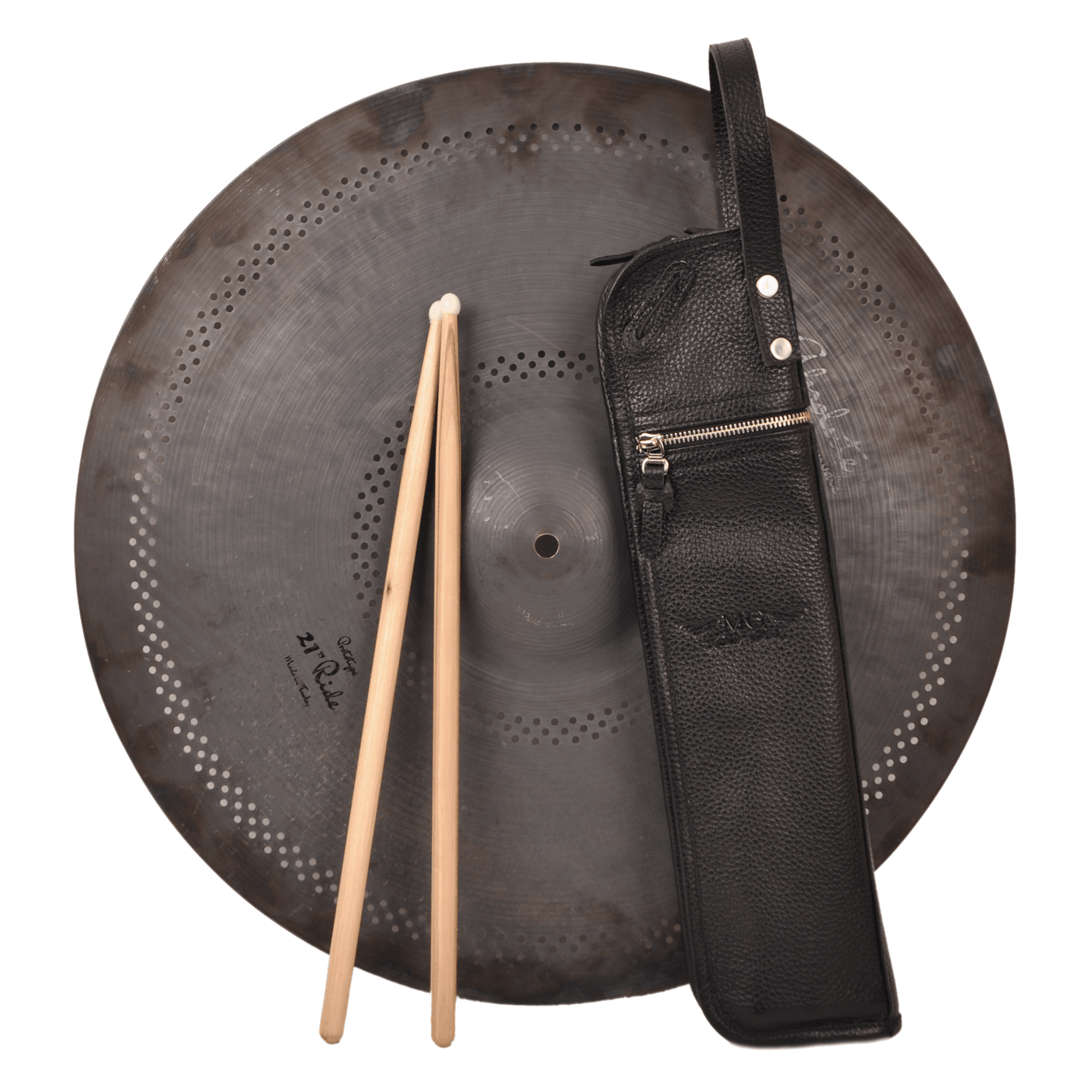 Compact Drumstick bag with drum key holder | Genuine Leather