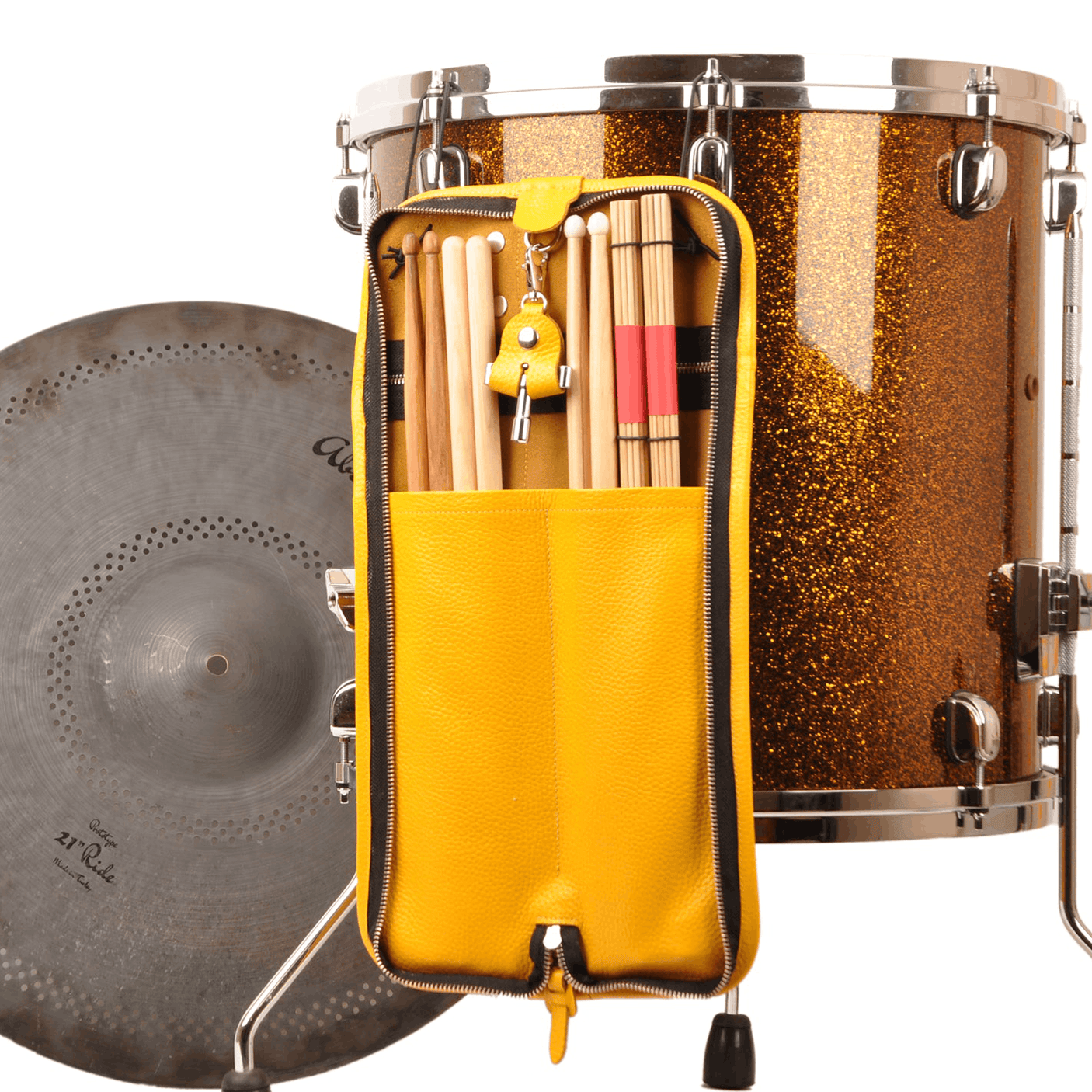 Compact Drumstick bag with drum key holder | Genuine Leather