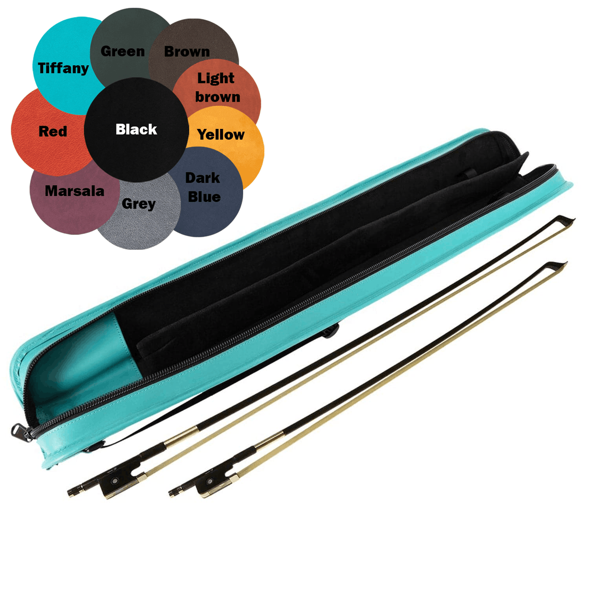 Genuine leather case for two Double Bass bows