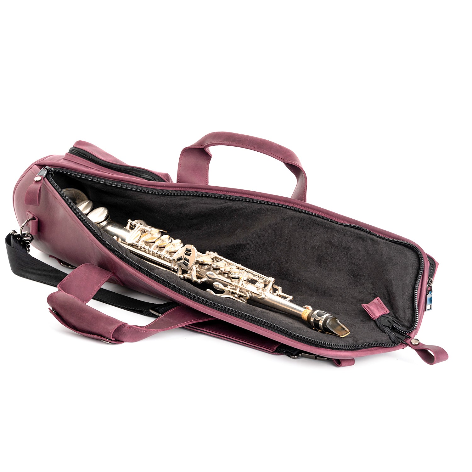 Gig Bag for Straight Soprano Saxophone | Genuine Leather "Crazy Horse"