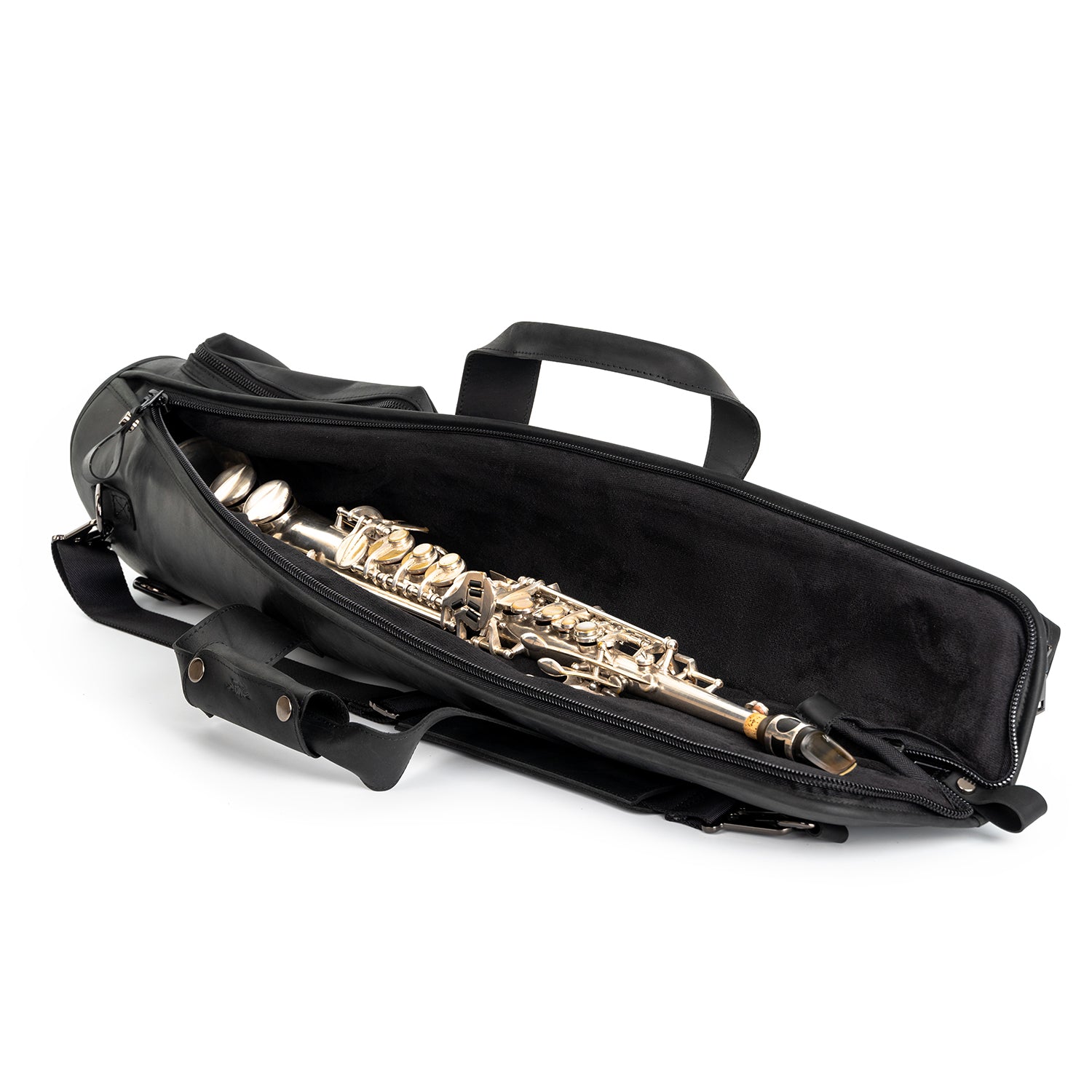 Gig Bag for Straight Soprano Saxophone | Genuine Leather "Crazy Horse"