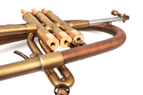 Heavy KGUmusic trim kit on the flugelhorn, close-up view.