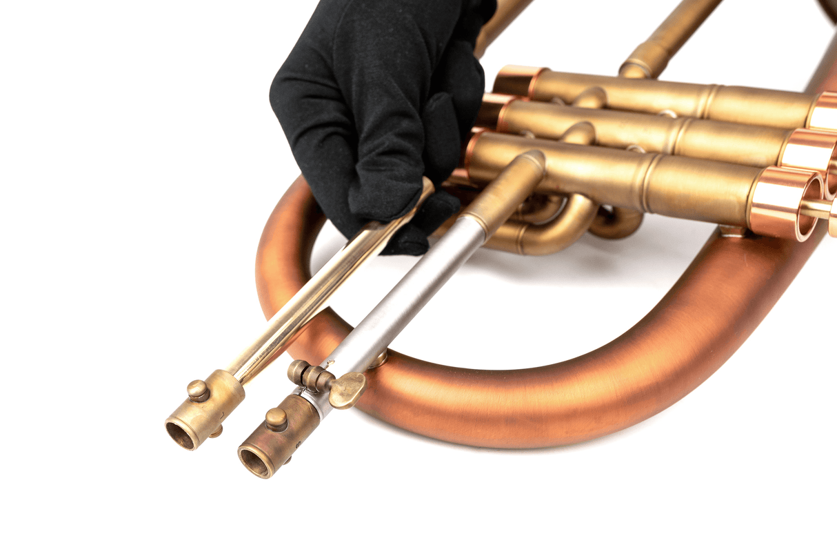 Close-up of the different leadpipes on KGUmusic-Taylor collaboration flugelhorn.