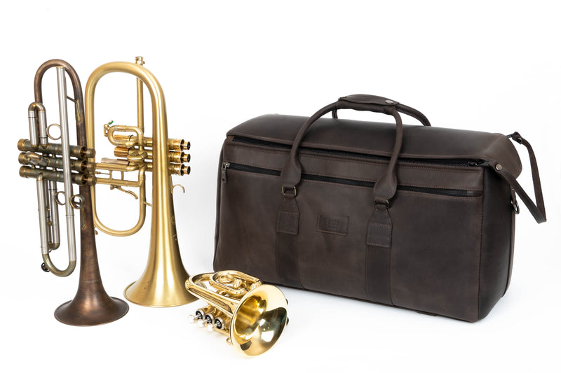 KGUmusic Trumpet Double/Triple Gig Bag. Genuine Leather + Two trumpet shelter BAG