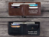 Leather Wallet with a print of a double bass jazz player | Gift for Musicians