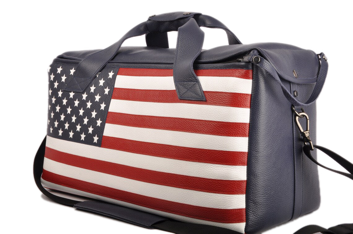 Trumpet/Flugelhorn gig bag with US flag (double or triple). Flotar Leather