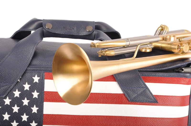 Trumpet/Flugelhorn gig bag with US flag (double or triple). Flotar Leather
