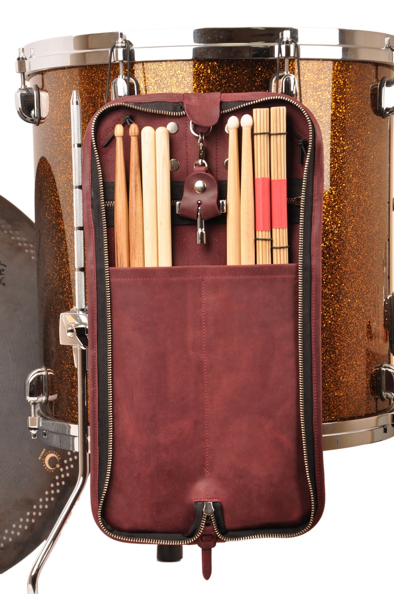 Drumsticks Crazy Horse leather Bag with drum key holder MG Leather Work
