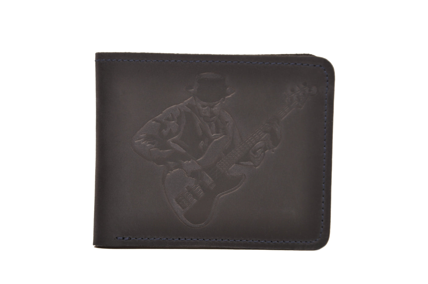 Leather wallet with print of a famous jazz bassist | Gift for Musicians