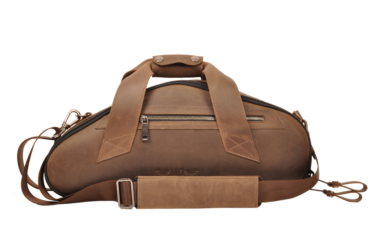Gig Bag for Curved Soprano saxophone | Genuine leather "Crazy Horse"