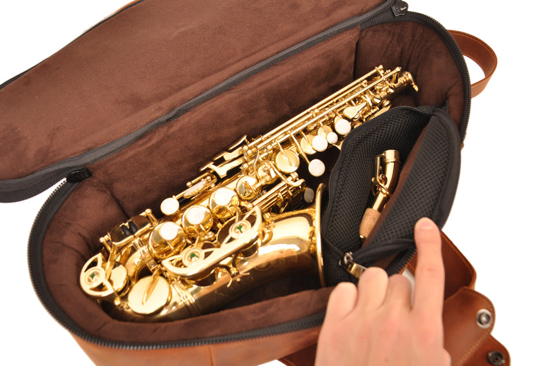 Soprano saxophone gig bag leather Crazy Horse