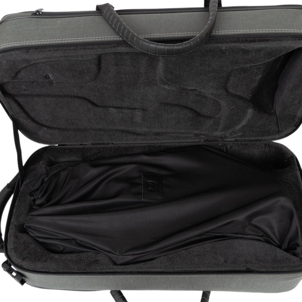 Black flannel instrument bag for protection and moisture absorption.
