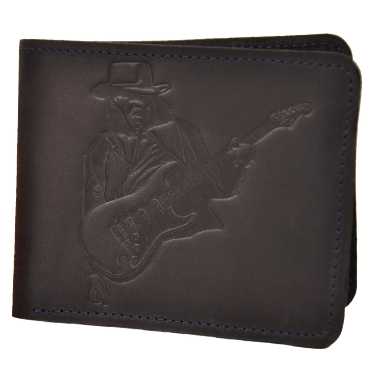 Leather Wallet with Guitarist print | Gift for Musicians