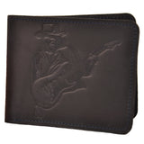 Leather Wallet with Guitarist print | Gift for Musicians