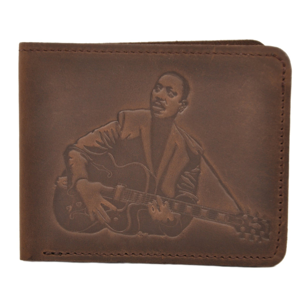 Leather Wallet  with print of a Jazz Guitarist | Gift for Musicians