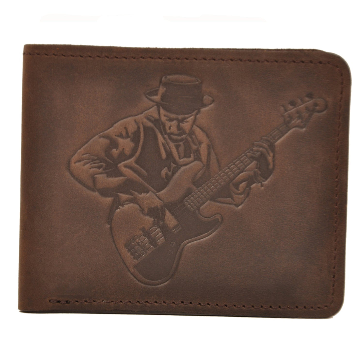 Leather wallet with print of a famous jazz bassist | Gift for Musicians