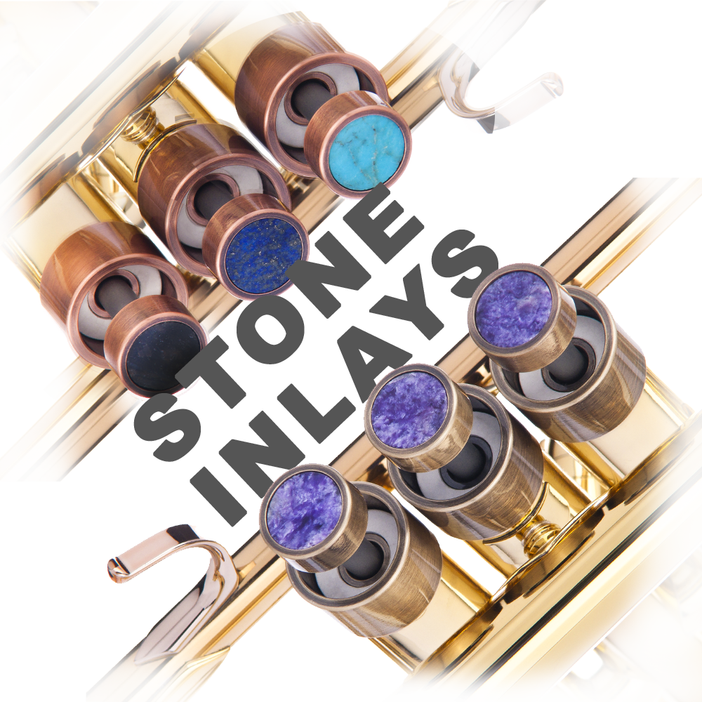 Trumpet CUSTOM Finger Buttons with Stone inlays KGUBrass