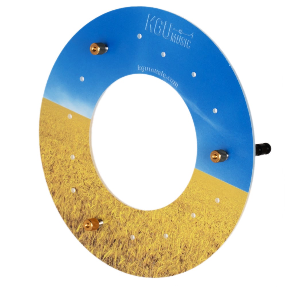 KGUmusic sound deflector with Ukraine flag print for trumpets.