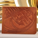 Leather Wallet with French Horn print | Gift for Musicians