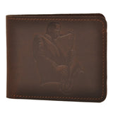 Leather Wallet with tenor saxophone player print | Gift for Musicians