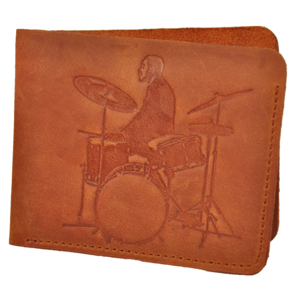 Leather Wallet with drummer Print | Gift for Musicians