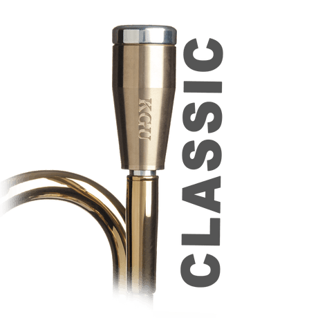 Detailed view of raw brass CLASSIC trumpet mouthpiece booster.