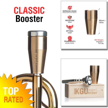 Top rated Raw brass trumpet mouthpiece booster on a white background.