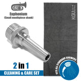 Efficient euphonium cleaning with KGUmusic Nozzle and care towel.