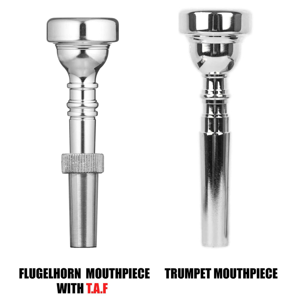 KGUmusic trumpet adapter installed on flugelhorn mouthpiece.