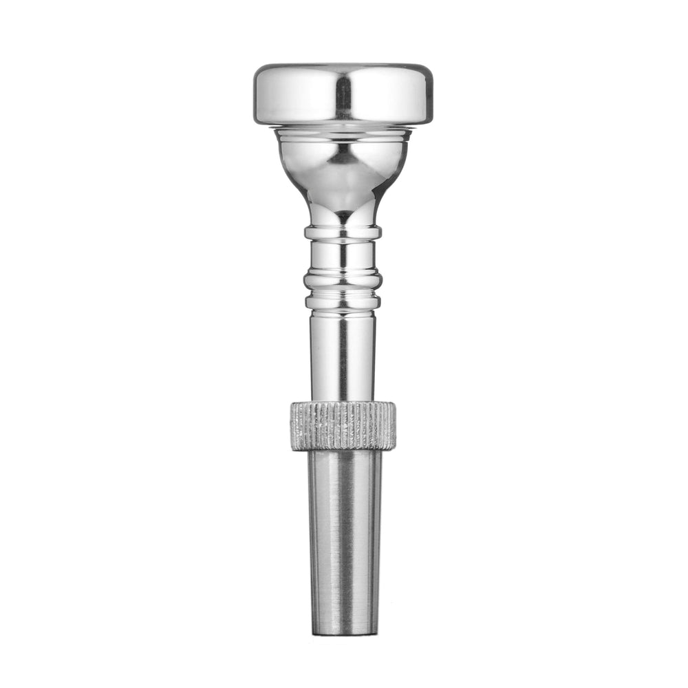 Close-up of flugelhorn mouthpiece with trumpet adapter.
