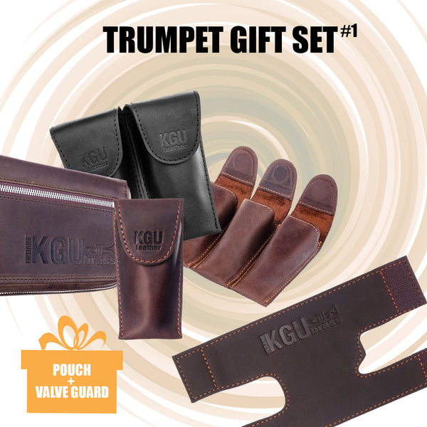 Trumpet gift set #1 - Leather Pouch + Valve Guard