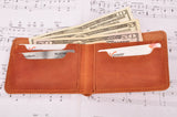 Leather Wallet with a print of a double bass jazz player | Gift for Musicians