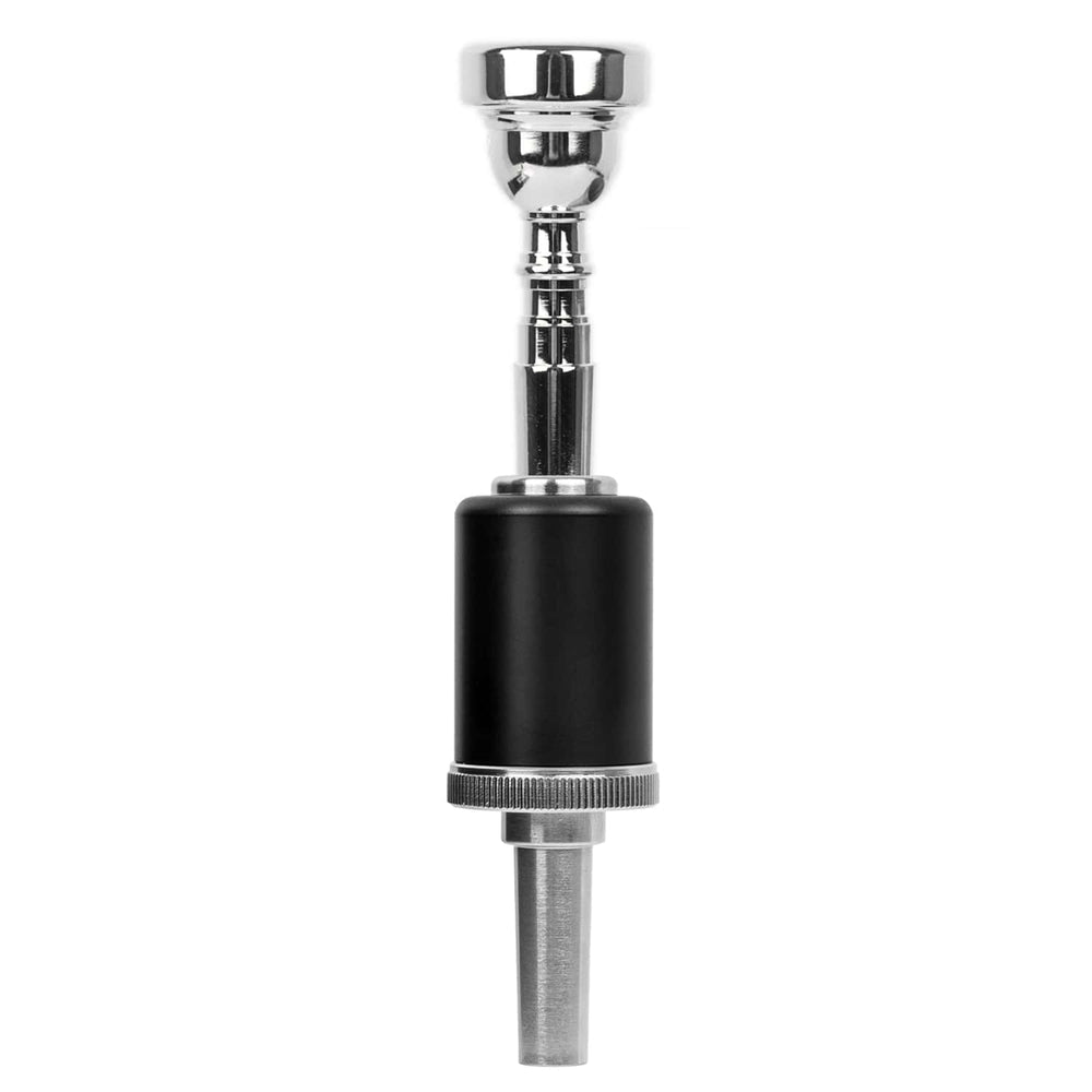 Pressure optimizer by KGUmusic, shown with trumpet mouthpiece.