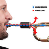 Trumpet optimizer by KGUmusic, shown with its magnet-based system.