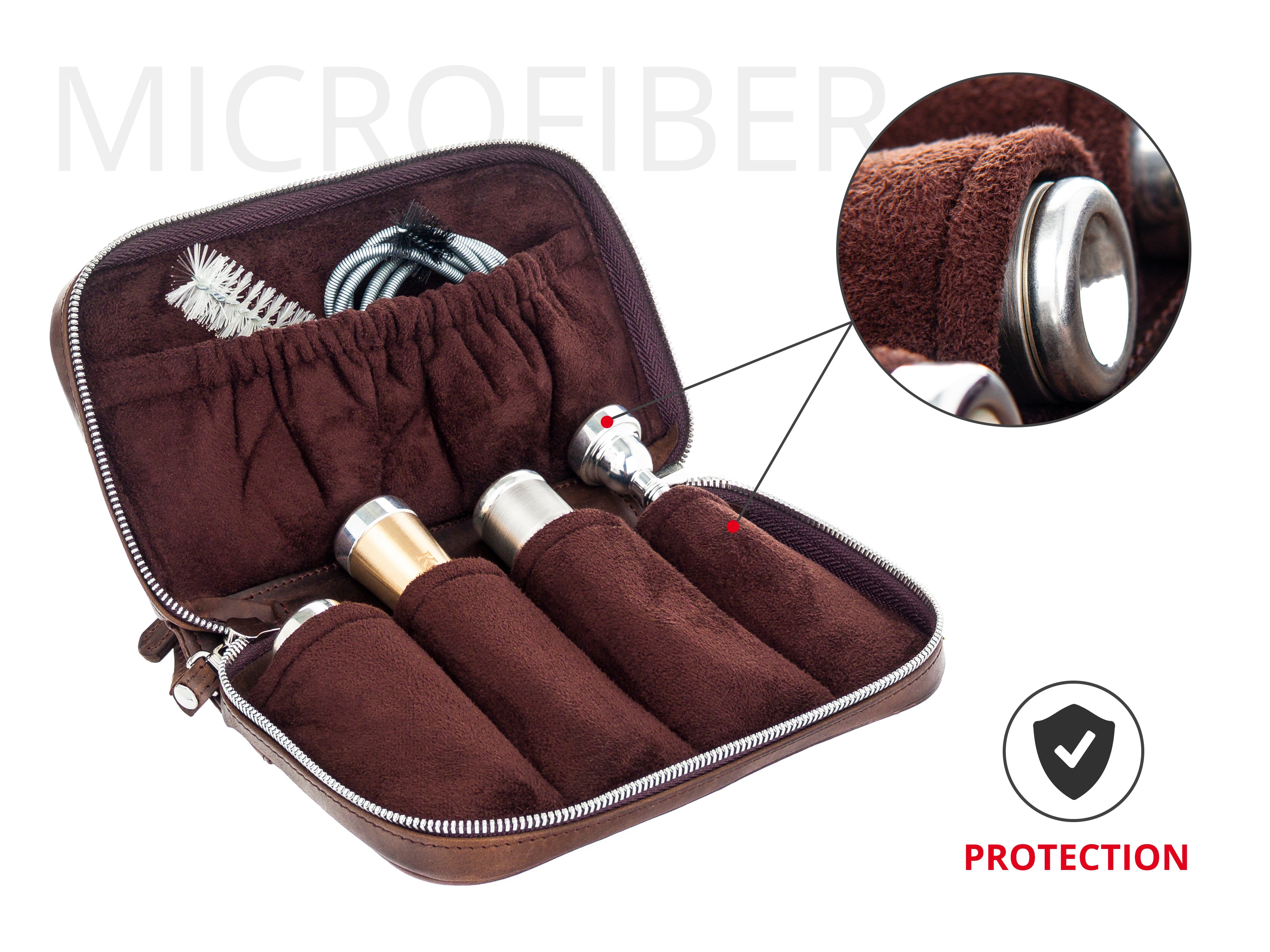 KGUmusic mouthpiece pouch with velvet lining for added protection.